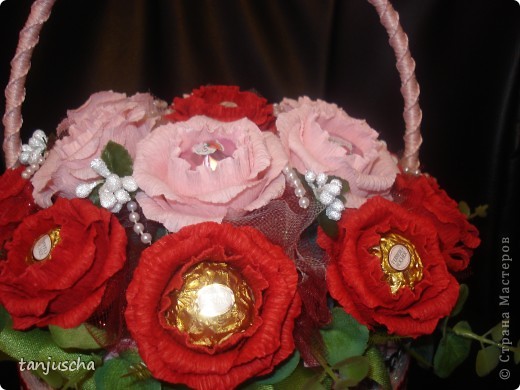 Свит-дизайн Бумагопластика: Корзинка с розами Бумага гофрированная День рождения. Фото 2