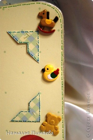 Скрапбукинг Аппликация: "Альбом для Малыша" Бумага, Картон, Клей, Коробки, Краска, Кружево, Ленты, Пуговицы, Скотч День рождения. Фото 18
