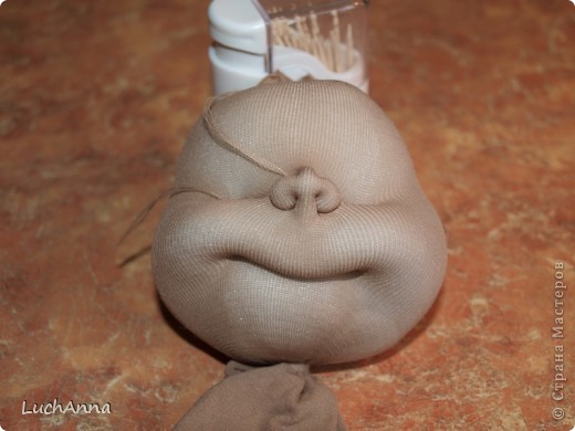  Мастер-класс Шитьё: МК по созданию куклы "Замарашка". Часть 1 - голова. Капрон. Фото 15