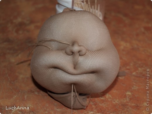  Мастер-класс Шитьё: МК по созданию куклы "Замарашка". Часть 1 - голова. Капрон. Фото 17