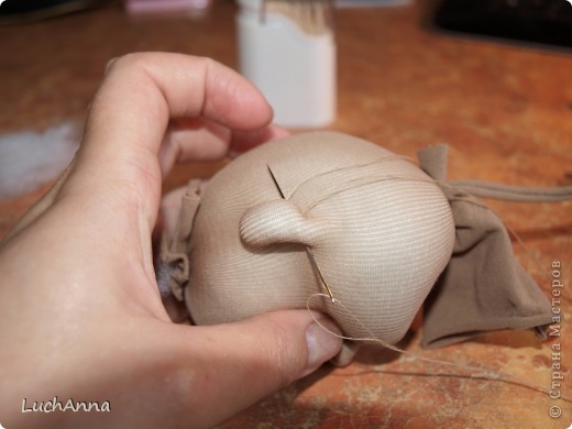 Мастер-класс Шитьё: МК по созданию куклы "Замарашка". Часть 1 - голова. Капрон. Фото 24