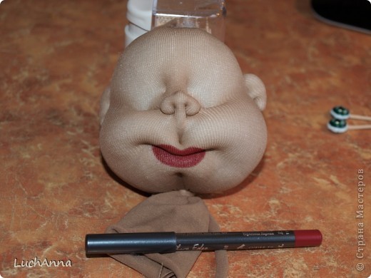  Мастер-класс Шитьё: МК по созданию куклы "Замарашка". Часть 1 - голова. Капрон. Фото 28