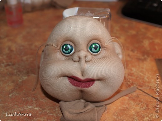  Мастер-класс Шитьё: МК по созданию куклы "Замарашка". Часть 1 - голова. Капрон. Фото 34
