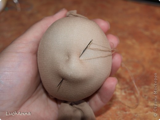  Мастер-класс Шитьё: МК по созданию куклы "Замарашка". Часть 1 - голова. Капрон. Фото 4