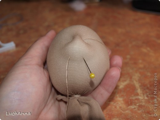  Мастер-класс Шитьё: МК по созданию куклы "Замарашка". Часть 1 - голова. Капрон. Фото 5