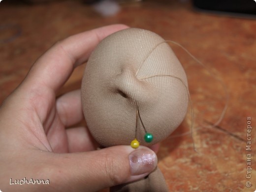  Мастер-класс Шитьё: МК по созданию куклы "Замарашка". Часть 1 - голова. Капрон. Фото 7