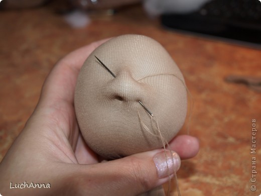  Мастер-класс Шитьё: МК по созданию куклы "Замарашка". Часть 1 - голова. Капрон. Фото 8