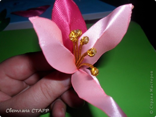  Мастер-класс Шитьё: Как я делаю лилию. Ленты. Фото 21