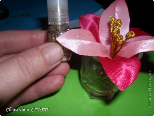  Мастер-класс Шитьё: Как я делаю лилию. Ленты. Фото 26