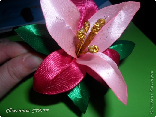  Мастер-класс Шитьё: Как я делаю лилию. Ленты. Фото 33