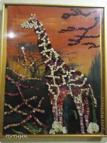  Картина, панно, Мастер-класс Мозаика: Жираф из лепестков роз Материал природный. Фото 1