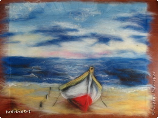  Мастер-класс Валяние (фильцевание): лодка,картина из шерсти Шерсть. Фото 1