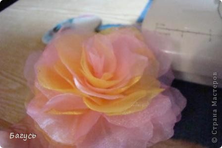  Мастер-класс, Украшение Шитьё: Цветок из органзы  Капрон. Фото 7