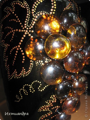  Декор предметов Роспись: Бутыль с янтарным виноградом Краска, Стекло. Фото 7