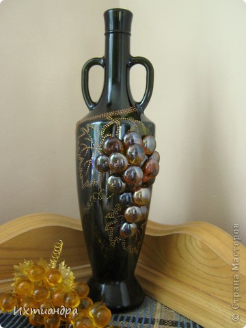 Декор предметов Роспись: Бутыль с янтарным виноградом Краска, Стекло. Фото 9
