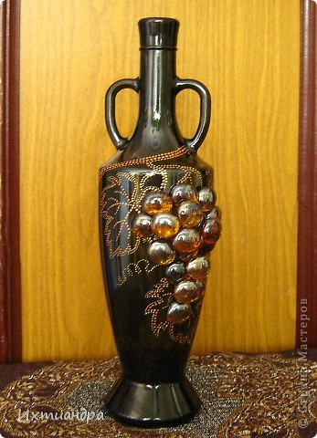  Декор предметов Роспись: Бутыль с янтарным виноградом Краска, Стекло. Фото 1
