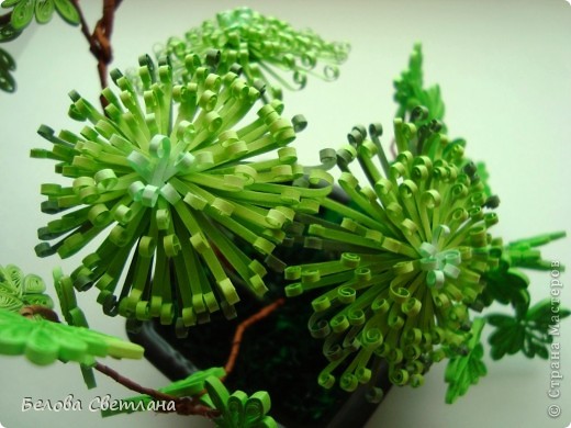 Бонсай, топиарий Бисероплетение, Квиллинг: Икебана "Весна" и немного бисера Бисер, Бумажные полосы. Фото 4
