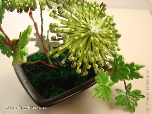 Бонсай, топиарий Бисероплетение, Квиллинг: Икебана "Весна" и немного бисера Бисер, Бумажные полосы. Фото 6