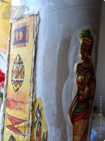 Добрый день, Страна Мастеров!!! Как и обещала, покажу некоторые промежуточные фотографии
 процесса изготовления напольной вазы с африканскими мотивами. . Фото 14
