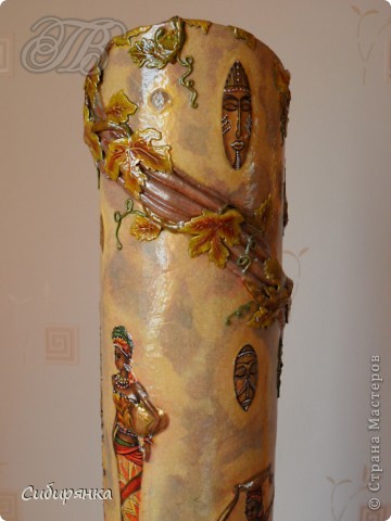 Добрый день, Страна Мастеров!!! Как и обещала, покажу некоторые промежуточные фотографии
 процесса изготовления напольной вазы с африканскими мотивами. . Фото 23