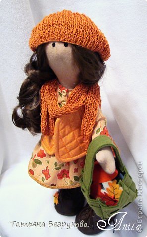  Куклы Шитьё: Девочка с грибами.  Ткань. Фото 7