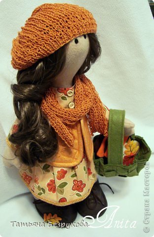  Куклы Шитьё: Девочка с грибами.  Ткань. Фото 9