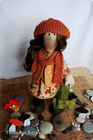  Куклы Шитьё: Девочка с грибами.  Ткань. Фото 1