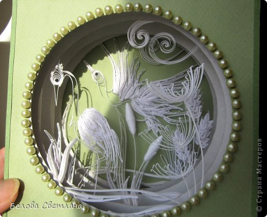 Картина, панно, рисунок Квиллинг: Белое + цвет Бумажные полосы. Фото 4