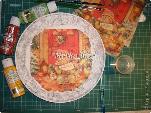 Мастер-класс, Поделка, изделие Декупаж: Новогодняя тарелка. Обещанный МК. Краска, Салфетки Новый год. Фото 17 Мастер-класс, Поделка, изделие Декупаж: Новогодняя тарелка. Обещанный МК. Краска, Салфетки Новый год. Фото 17