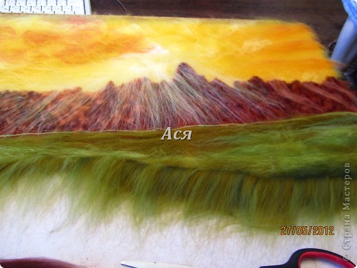 Картина из шерсти "Долина на закате" Img_1134
