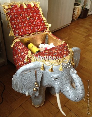 Мастер-класс Папье-маше: Слон-сундучок Бумага газетная. Фото 2