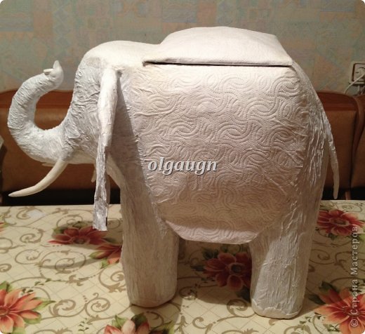  Мастер-класс Папье-маше: Слон-сундучок Бумага газетная. Фото 9