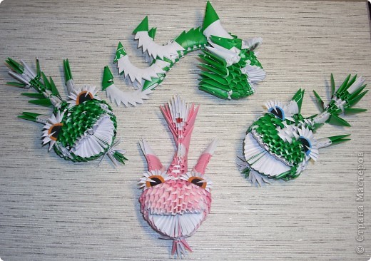Мастер-класс Новый год Оригами китайское модульное Динозаврик Бумага фото 11