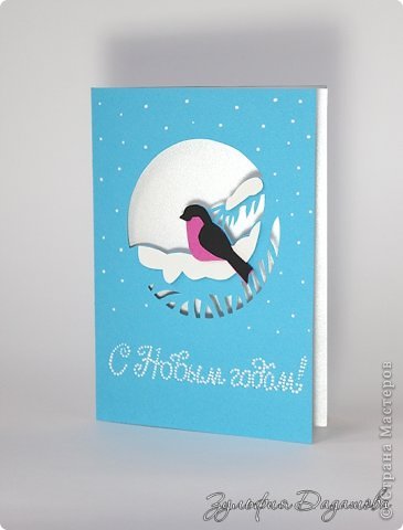 Мастер-класс Открытка Новый год Рождество Вырезание Новогодняя открытка Снегирь Бумага фото 1