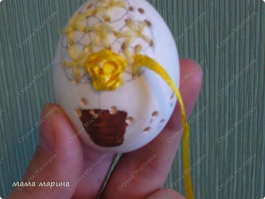 Декор предметов Мастер-класс Пасха Вышивка топиарий на яйце как я его вышиваю Ленты фото 10