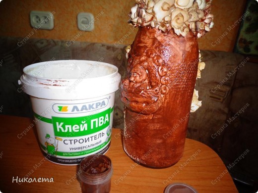 Мастер-класс Поделка изделие Лепка Домик гномика тесто соленое+деревянные розочки Бутылки стеклянные Материал природный Тесто соленое фото 20