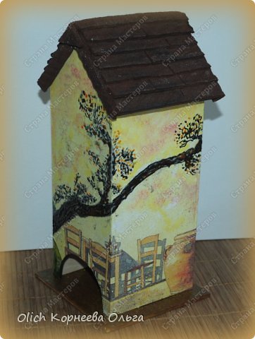 Декор предметов Мастер-класс Декупаж Чайный домик с деревянной крышей Дерево Клей Краска Салфетки фото 1