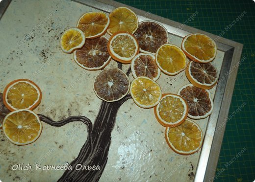 Картина панно рисунок Мастер-класс Моделирование конструирование Панно Апельсиновое дерево  Клей Кофе Краска Продукты пищевые Пряжа фото 11