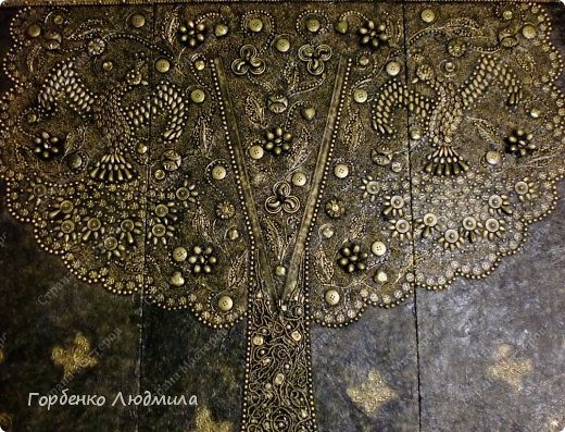 Картина панно рисунок Мастер-класс Ассамбляж Панно-триптих Райский сад Бисер Бусины Материал бросовый Пайетки Пуговицы Салфетки фото 3