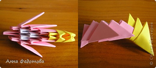 Мастер-класс 8 марта Оригами китайское модульное Космеи цветы из модулей Бумага фото 4