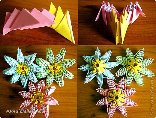 Мастер-класс 8 марта Оригами китайское модульное Космеи цветы из модулей Бумага фото 5