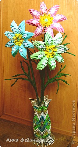 Мастер-класс 8 марта Оригами китайское модульное Космеи цветы из модулей Бумага фото 14