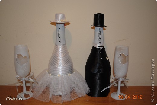 Мк украшение бутылок для свадьбы своими руками