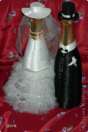 Как сделать невесту из бутылки шампанского пошагово