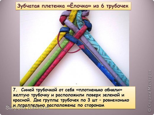 Мастер-класс Плетение МК Плетение из газет Зубчатая плетенка Ёлочка из 6 трубочек Бумага фото 8