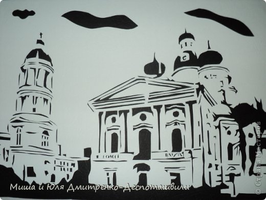 Картина панно рисунок Поделка изделие Вырезание Лепка Владимирский собор и мини-подсвечник Глина Картон фото 1