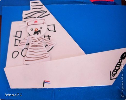 Поделка изделие 23 февраля День Победы Аппликация Оригами По морям по волнам Бумага Бумага гофрированная фото 5