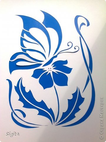 Картина панно рисунок Вырезание Цветок и бабочка Копия Бумага фото 1