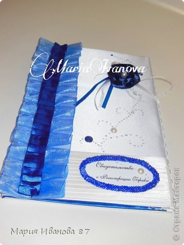 Декор предметов Свадьба Свадебный набор в синем цвете Бисер Бусинки Глина Ленты фото 5