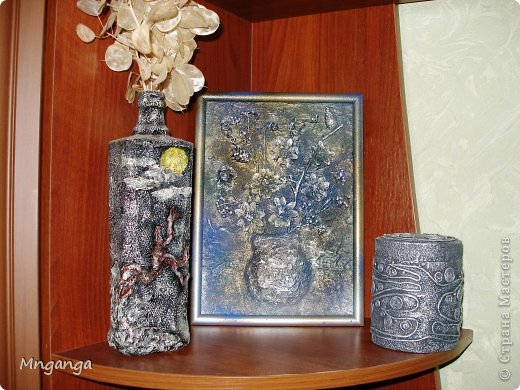Картина панно рисунок Коллаж Звездолет Букет и Пуговичное дерево Материал бросовый Материал природный фото 12